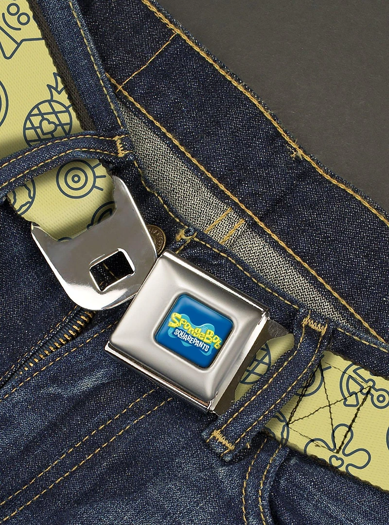 SpongeBob SquarePants and Friends Line Art Collage Seatbelt Buckle Belt