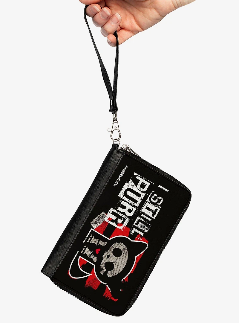 Skelanimals Kit The Cat I Still Purr Pose Zip Around Wallet