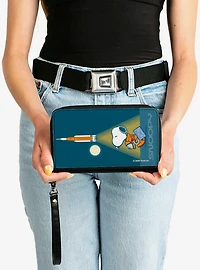 Peanuts Astronaut Rocket Launch Snoopy Pose Zip Around Wallet