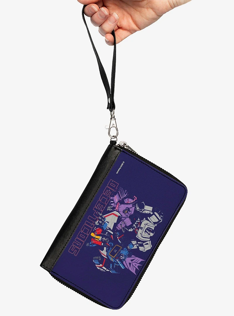 Transformers Decepticons Group Pose and Text Zip Around Wallet