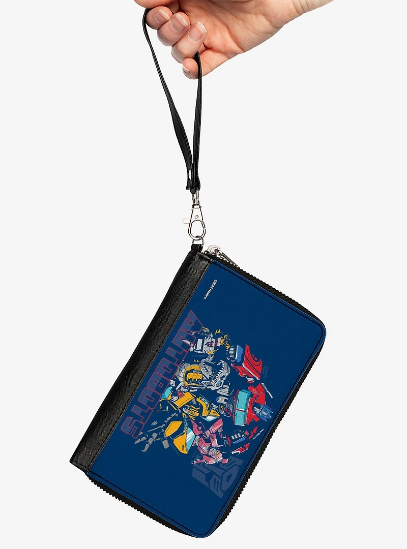 Transformers Autobots Group Pose and Text Zip Around Wallet