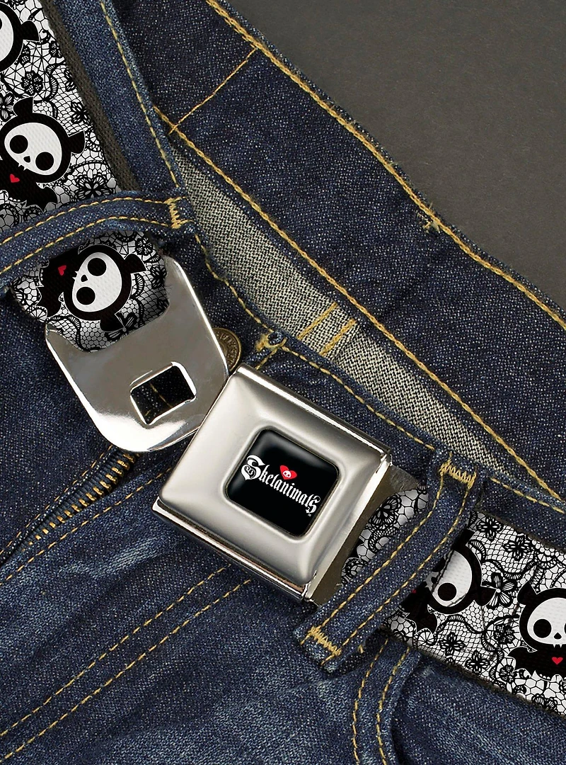 Skelanimals Diego The Bat Pose Lace Print Seatbelt Buckle Belt