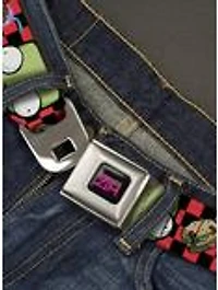 Invader Zim GIR Face and Food Icons Checker Seatbelt Buckle Belt