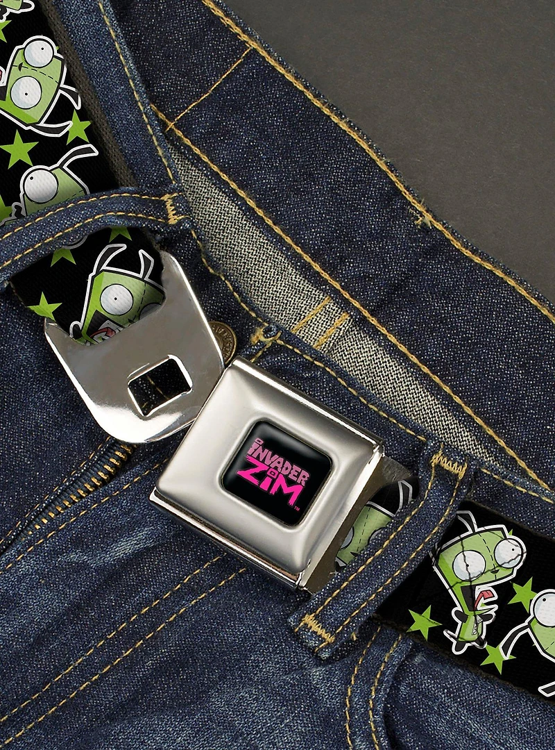 Invader Zim GIR Poses and Stars Seatbelt Buckle Belt