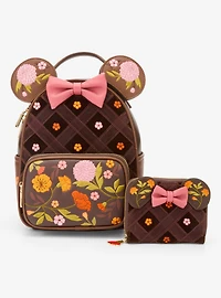 Disney Minnie Mouse Velvet Floral Interchangeable Ears Mini Backpack - BoxLunch Exclusive