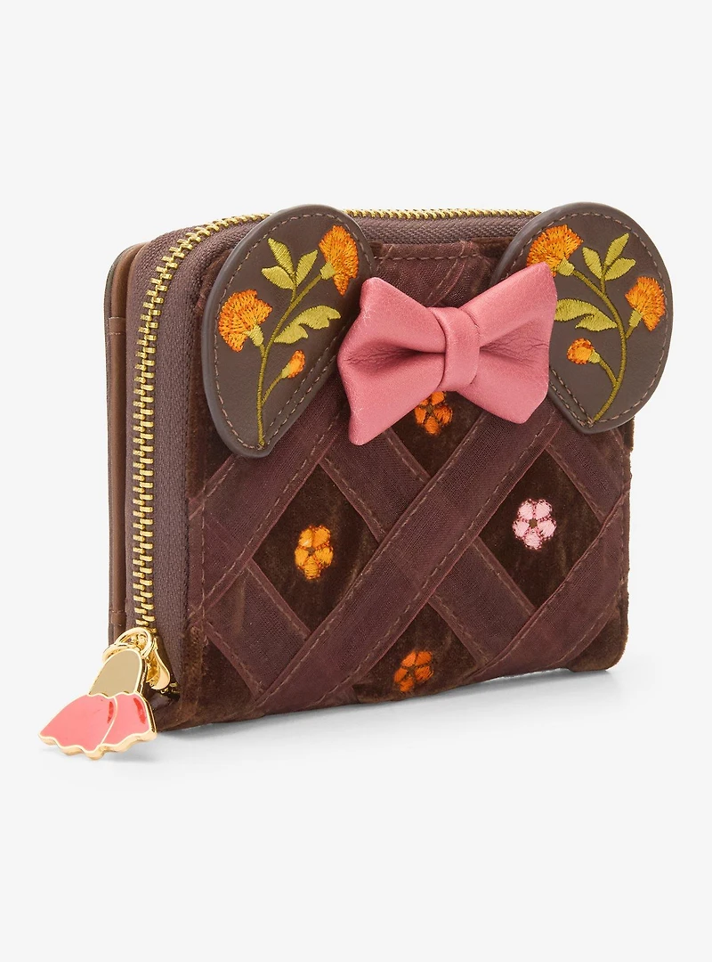 Disney Minnie Mouse Velvet Floral Ears Small Zip Wallet - BoxLunch Exclusive