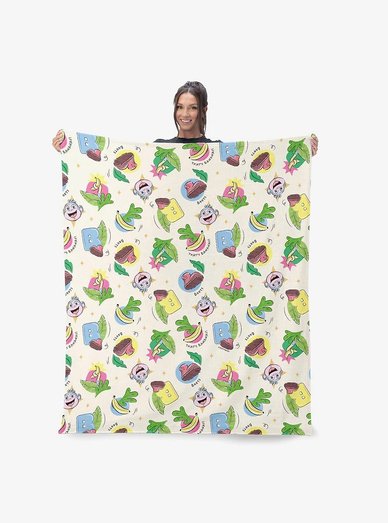 Dora The Explorer Boots Pattern Silk Touch Sherpa Throw Blanket