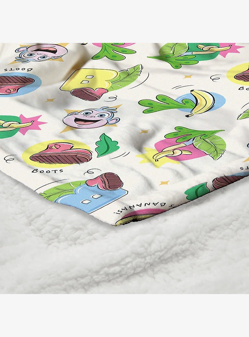 Dora The Explorer Boots Pattern Silk Touch Sherpa Throw Blanket