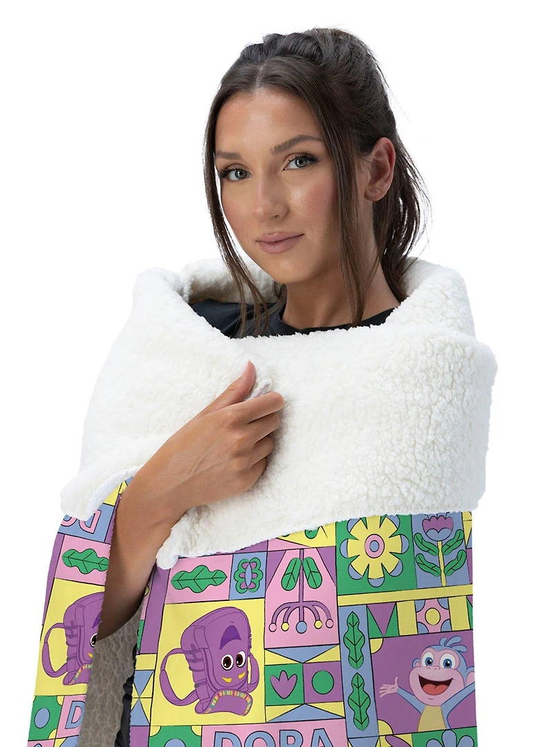 Dora The Explorer Dora and Friends Collage Silk Touch Sherpa Throw Blanket