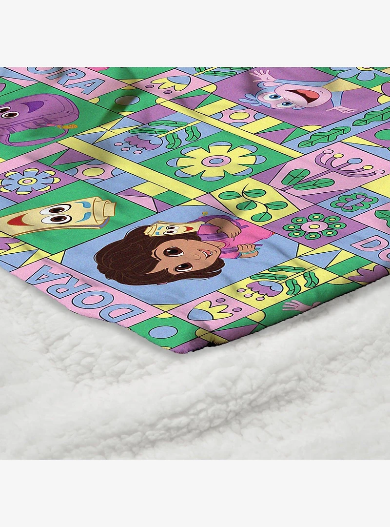 Dora The Explorer Dora and Friends Collage Silk Touch Sherpa Throw Blanket