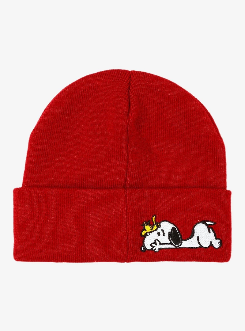 Peanuts Snoopy & Woodstock Embroidered Beanie — BoxLunch Exclusive