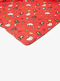 Hello Kitty Rainbow Red Twin Quilted Blanket