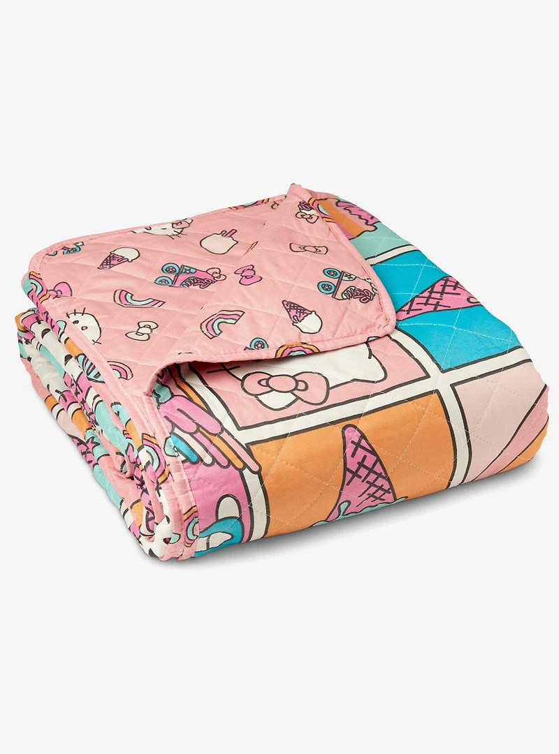 Hello Kitty Rainbow Pink Full/Queen Quilted Blanket