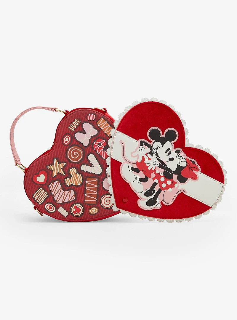Loungefly Disney Mickey & Minnie Valentine's Day Chocolate Heart Box Chocolate Scented Figural Crossbody - BoxLunch Exclusive