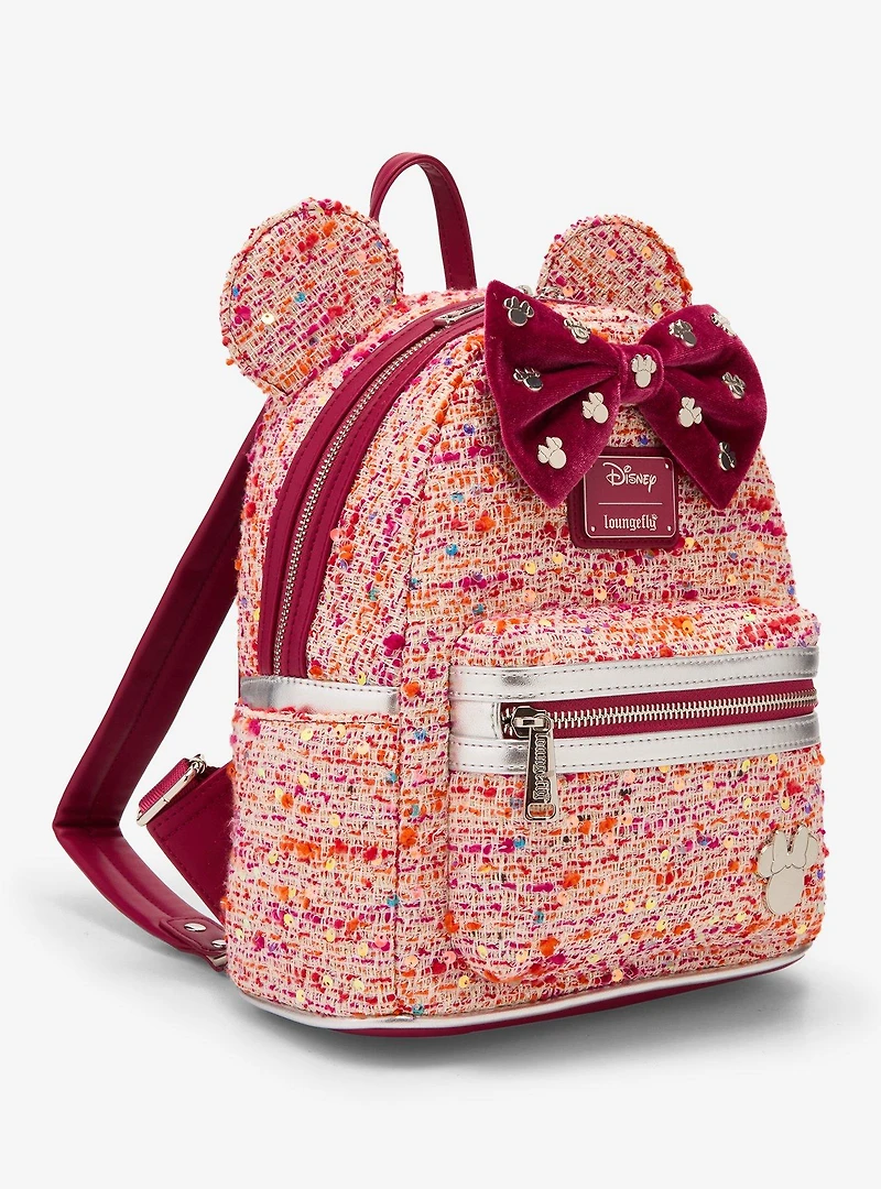 Loungefly Pink Bouclé Fabric Minnie Mouse Ears Mini Backpack - BoxLunch Exclusive