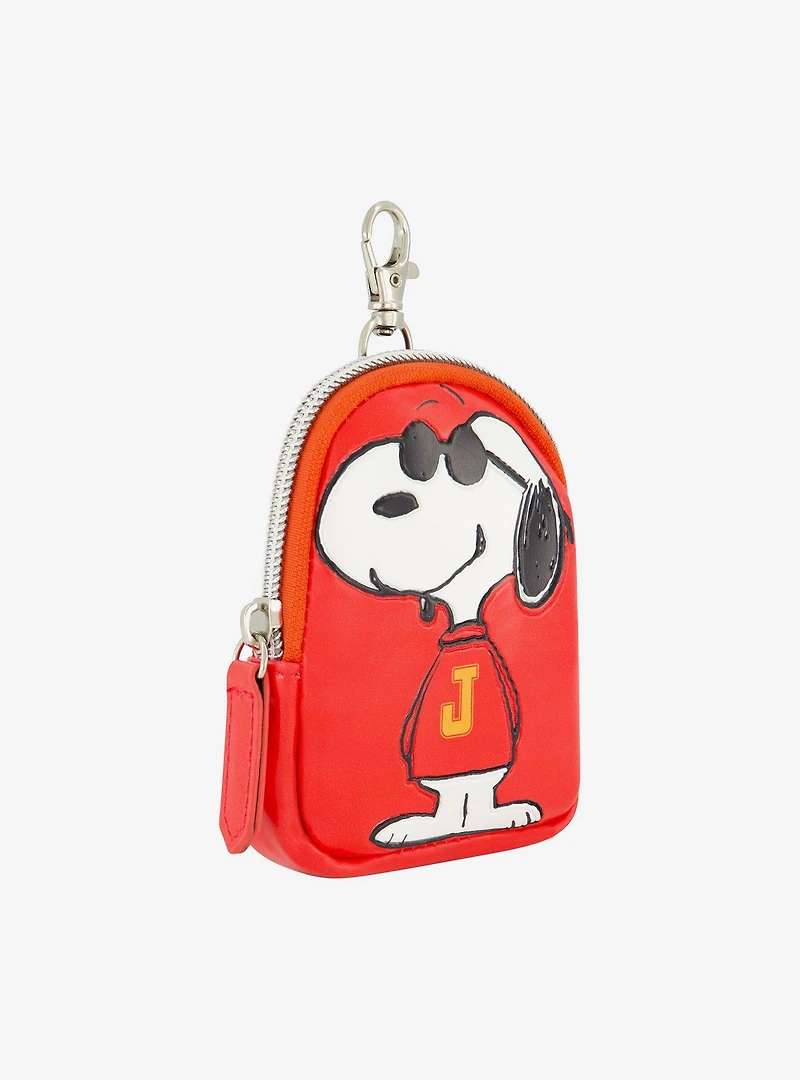 Peanuts Snoopy "J" Full Pose Coin Purse with Keychain Clip