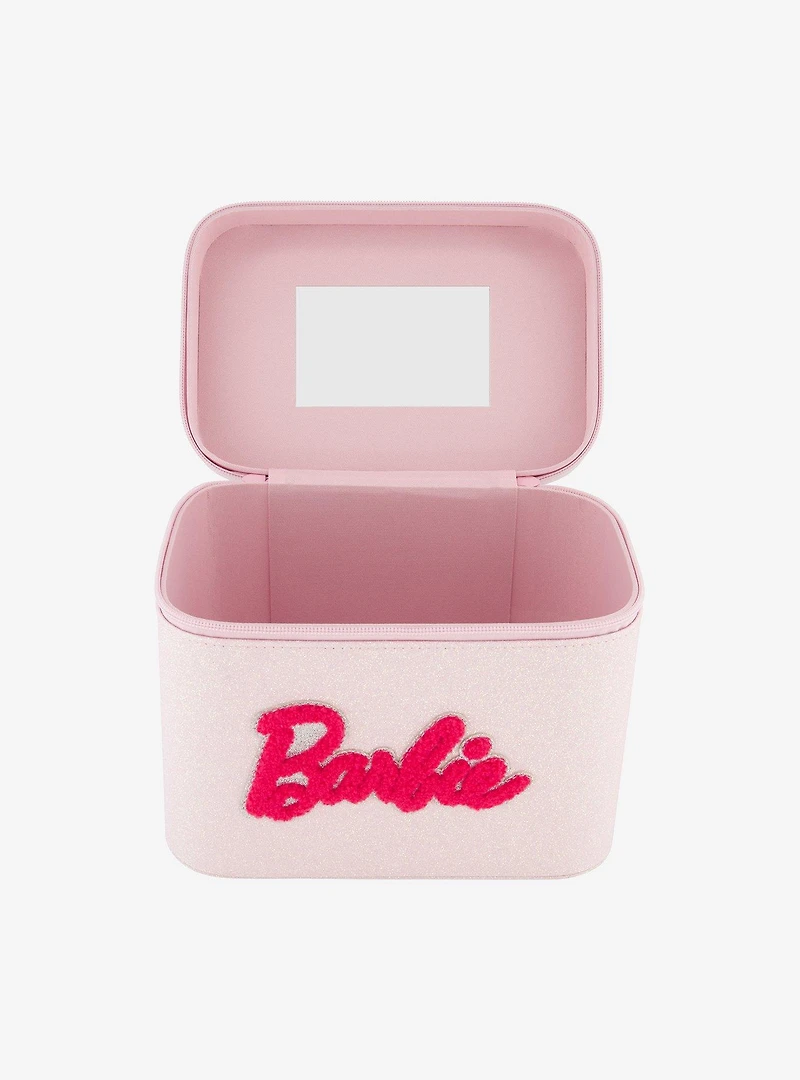 Barbie Glitter Pink Cosmetic Case Organizer with Mirror