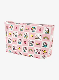 Hello Kitty Checkered Pastel Cosmetic Travel Bag