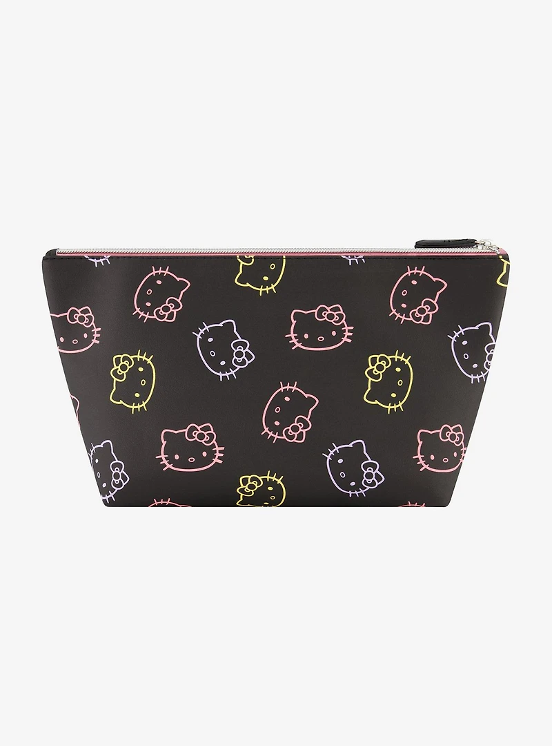 Hello Kitty Faces Neon Outline Cosmetic Travel Bag