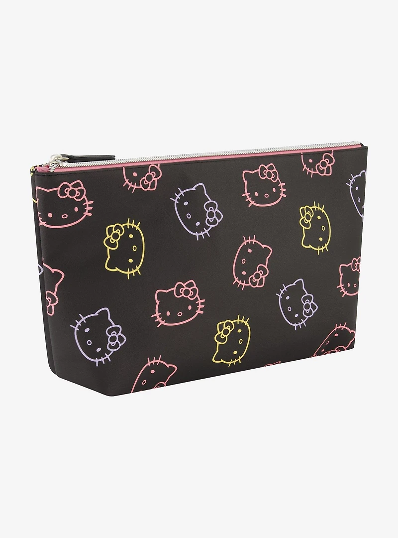 Hello Kitty Faces Neon Outline Cosmetic Travel Bag