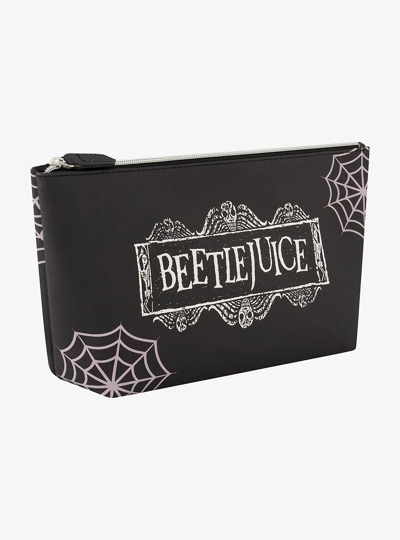 Beetlejuice Logo Spiderweb Cosmetic Travel Bag