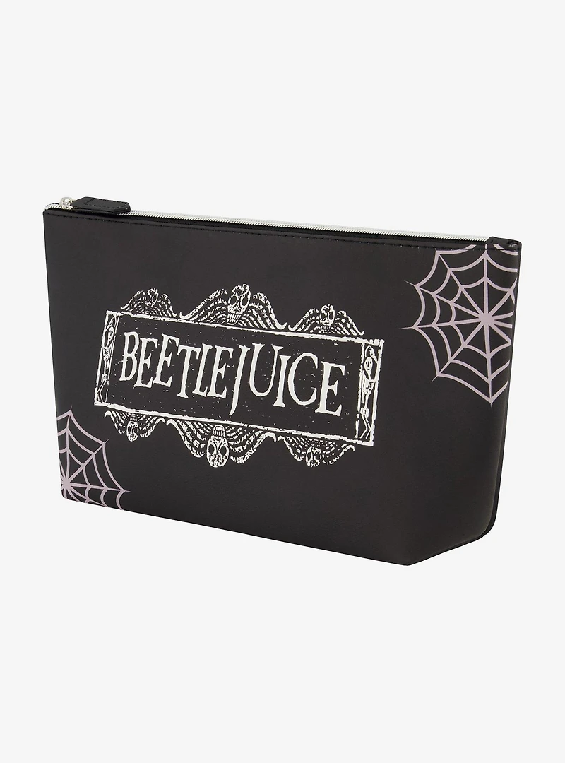 Beetlejuice Logo Spiderweb Cosmetic Travel Bag