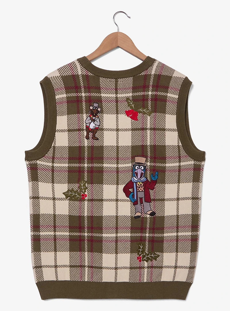 The Muppets Christmas Carol Embroidered Plaid Sweater Vest - BoxLunch Exclusive