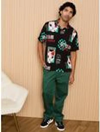 Demon Slayer: Kimetsu no Yaiba Tanjiro's Mask Allover Print Woven Button-Up