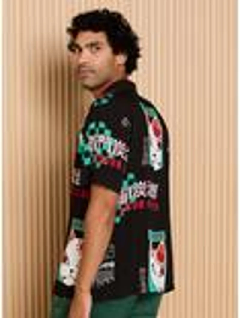 Demon Slayer: Kimetsu no Yaiba Tanjiro's Mask Allover Print Woven Button-Up