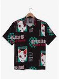 Demon Slayer: Kimetsu no Yaiba Tanjiro's Mask Allover Print Woven Button-Up