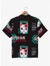 Demon Slayer: Kimetsu no Yaiba Tanjiro's Mask Allover Print Woven Button-Up