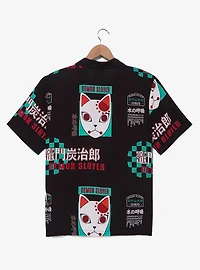 Demon Slayer: Kimetsu no Yaiba Tanjiro's Mask Allover Print Woven Button-Up