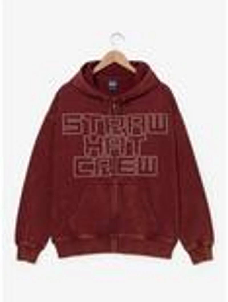 One Piece Straw Hat Crew Tonal Title Zippered Hoodie - BoxLunch Exclusive