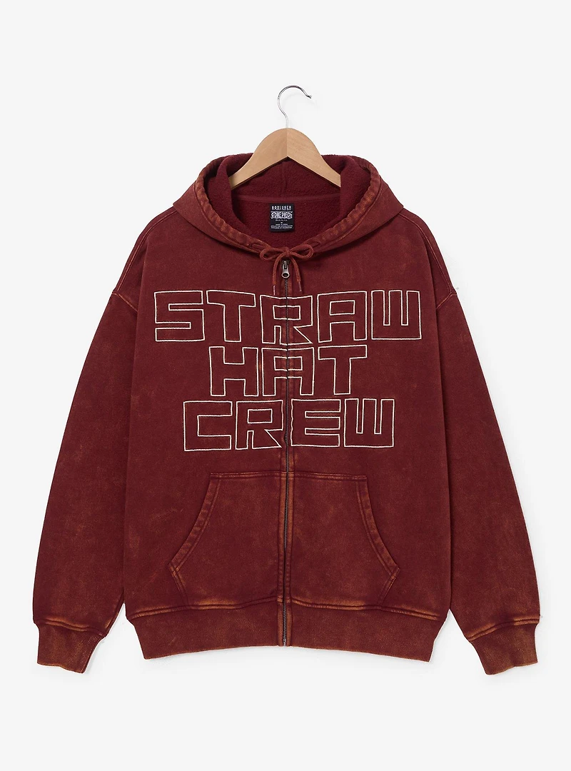One Piece Straw Hat Crew Tonal Title Zippered Hoodie - BoxLunch Exclusive