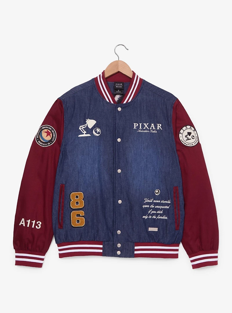 Pixar Studios Denim Varsity Jacket (BoxLunch 10th Anniversary) — BoxLunch Exclusive