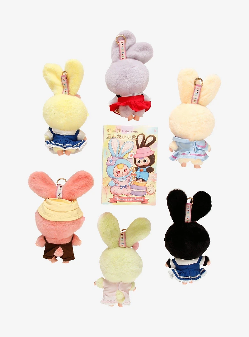 Baby Three Rabbit Macaron Cute Bunny Blind Box Plush Keychain
