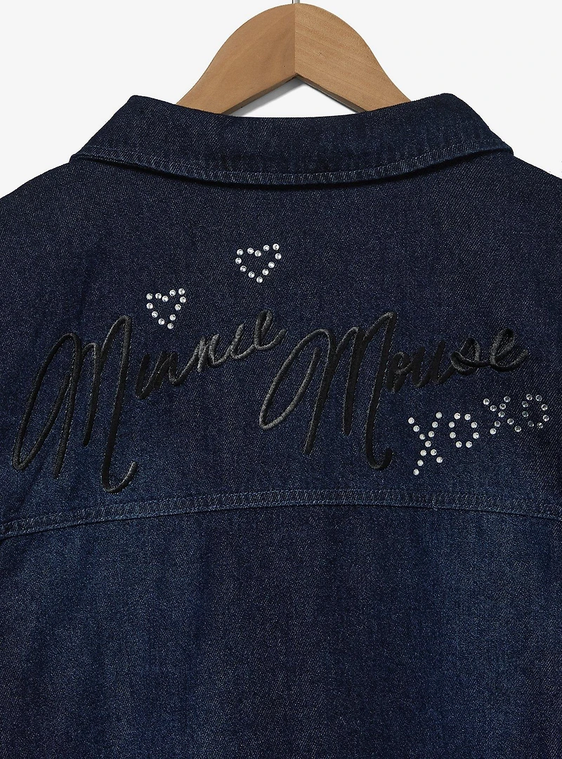 Disney Minnie Mouse Rhinestone Women's Plus Denim Jacket - BoxLunch Exclusive