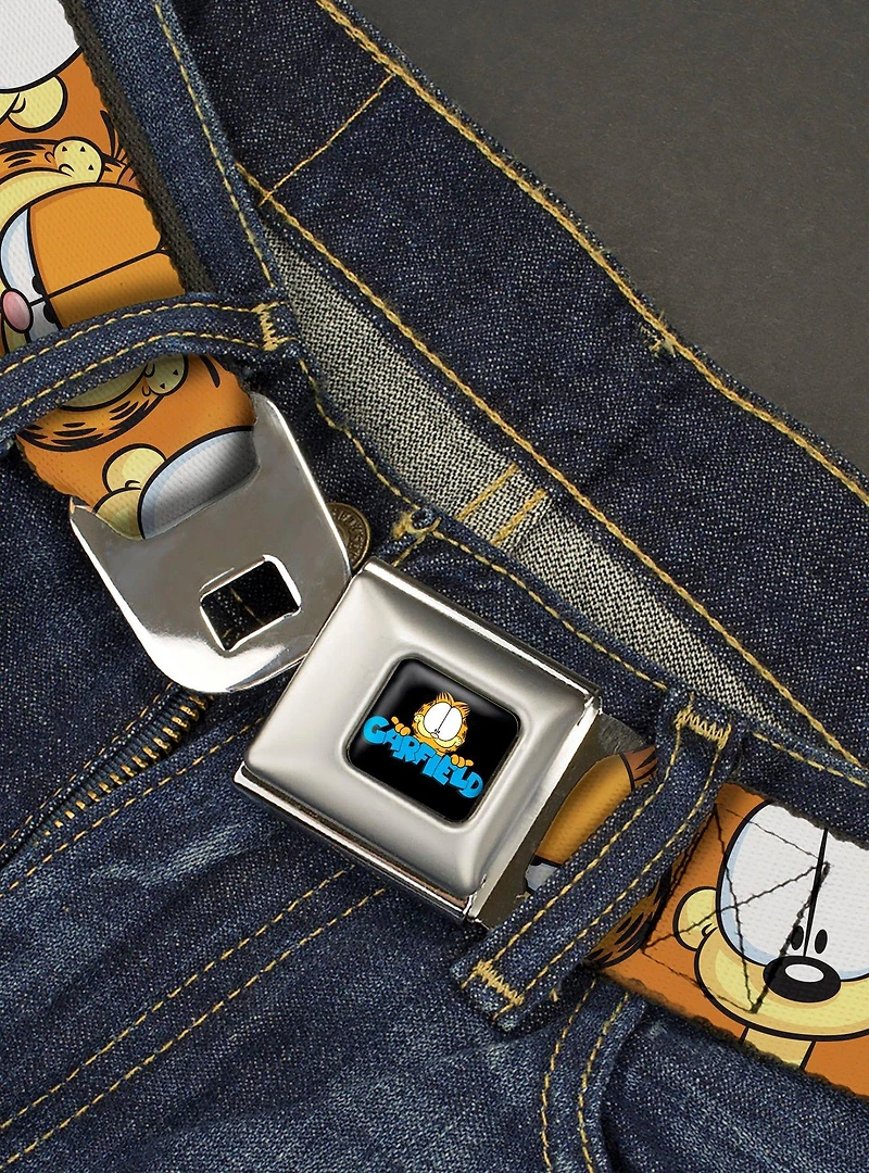Garfield and Odie Faces Close Up Seatbelt Buckle Belt
