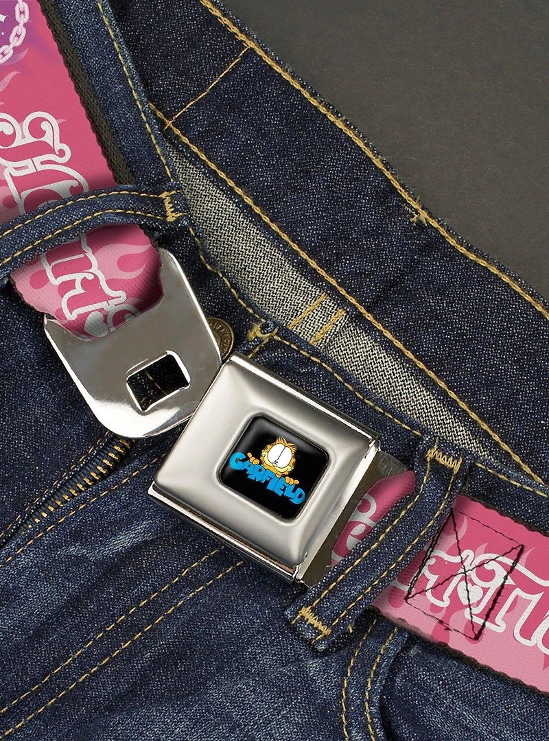 Garfield Heart Throb Flames Pose Seatbelt Buckle Belt