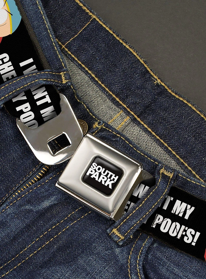 South Park Cartman I Want My Cheesy Poofs Pose Seatbelt Buckle Belt