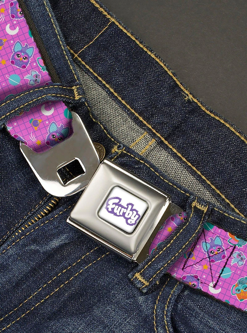 Furby and Furblets Galaxy Grid Collage Seatbelt Buckle Belt