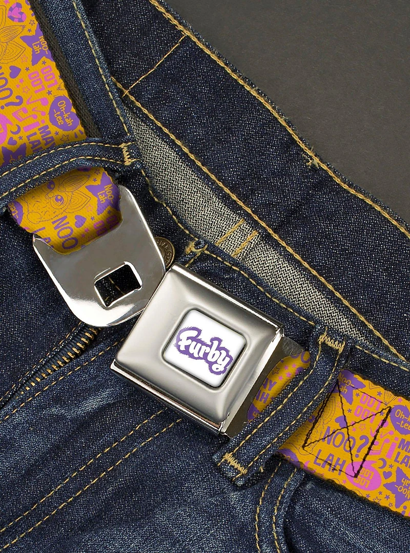 Furby Furbish Phrases and Icons Seatbelt Buckle Belt