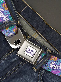 Furby Title Logo and Fur Prints Collage Seatbelt Buckle Belt