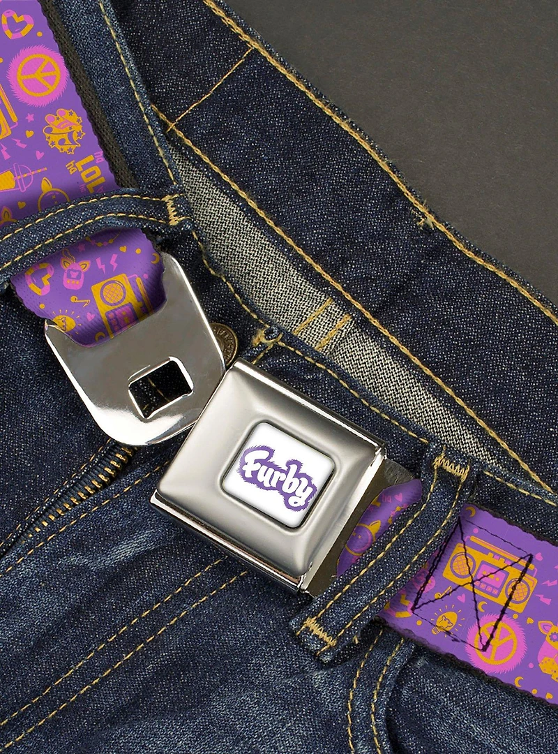 Furby Icons Collage Seatbelt Buckle Belt