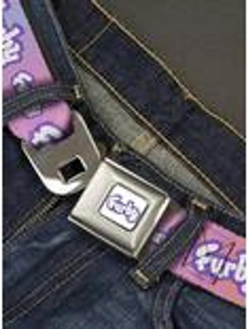 Furby Title Logo Fur Print Seatbelt Buckle Belt