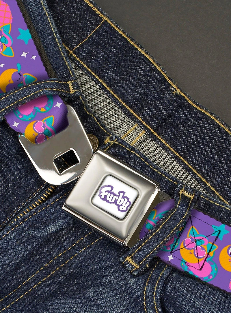 Furby Furbmojis and Icons Collage Seatbelt Buckle Belt