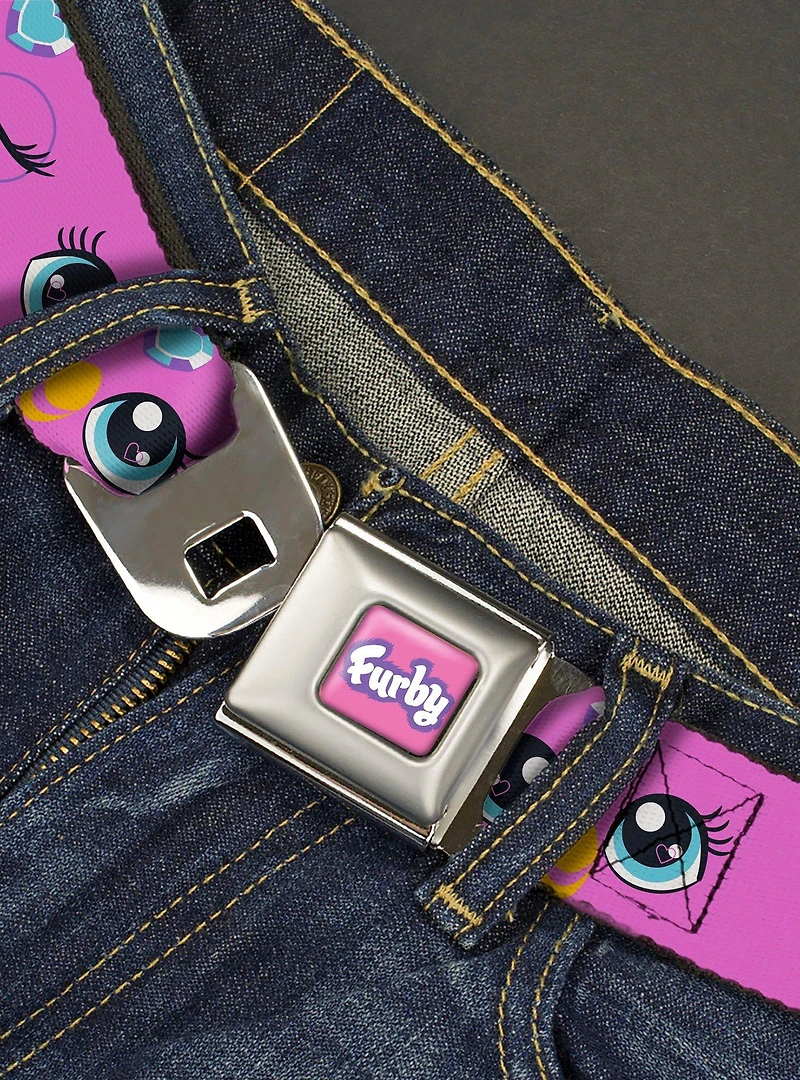 Furby Purple Eye Expressions Close Up Seatbelt Buckle Belt