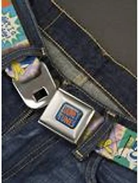 Looney Tunes Character Pose and Icon Blocks Seatbelt Buckle Belt