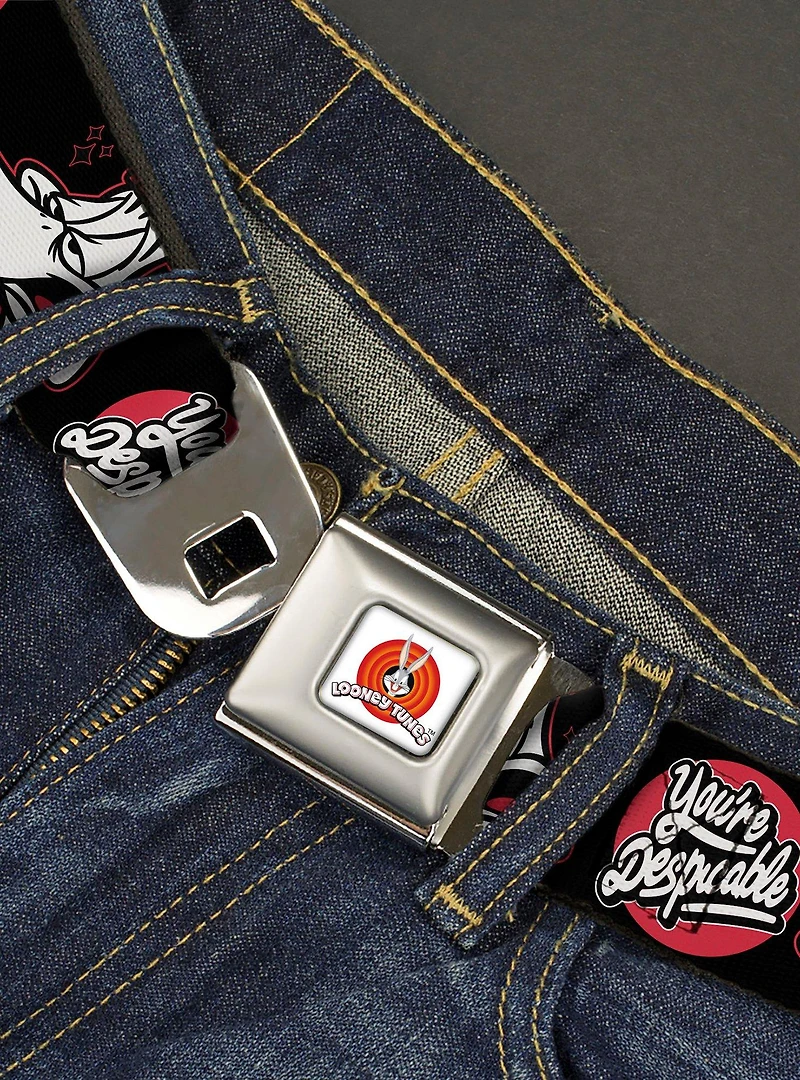 Looney Tunes Daffy Duck You're Despicable Seatbelt Buckle Belt