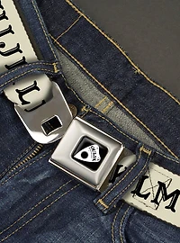 Ouija Board Letters and Elements Beige Black Seatbelt Buckle Belt